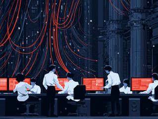 Professional scene inside a secure telecommunications network environment