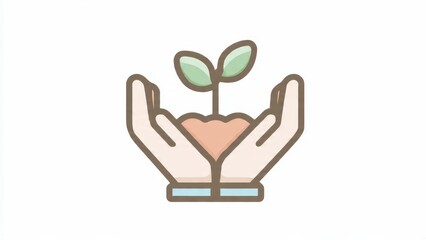 Fototapeta premium Hands holding a seedling illustration