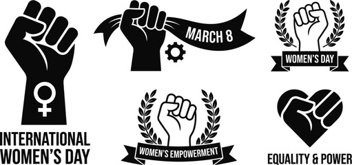 Obraz premium Feminist fist icon symbolizing women's power and social equality