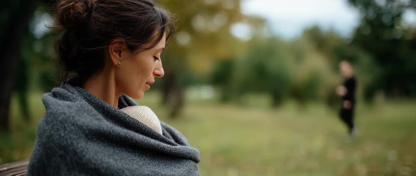 A serene woman enjoying a moment of reflection in a peaceful natural setting.