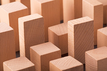 Modern city mady by small wooden blocks