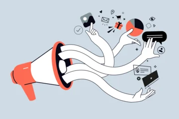 Fotobehang Diamanten Creative banner of digital marketing and internet promotion. Vector illustrations for web banner, social media banner, business presentation, marketing material.   © PureSolution