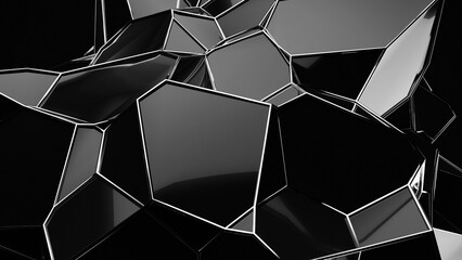 3D abstract futuristic surface on a black background with a dark abstract diamond. 3d rendering illustration not AI