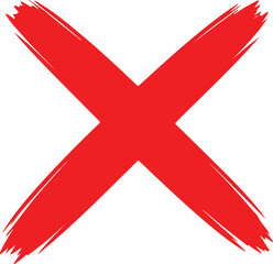 Obraz premium Broad Red Brush Stroke X Mark for Expressive Visual Communication and Warnings