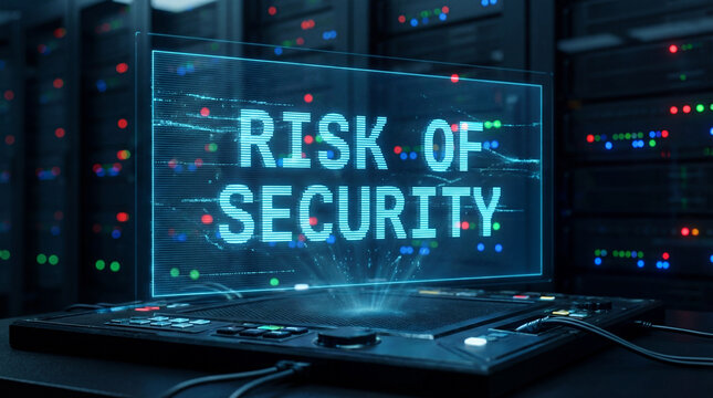 Cybersecurity risk visualized with a digital hologram. A thought-provoking conceptual rendering showcasing the vulnerabilities of modern computer networks. - Powered by Adobe