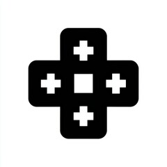 Fototapeta premium Black And White Pixelated Game Controller D Pad Icon On White Background