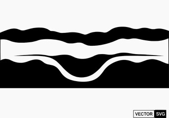 Fototapeta premium Wavy black and white abstract illustration of fluid shapes from a frontal viewpoint