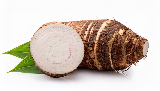 Fresh Taro Slice Isolated On White Background