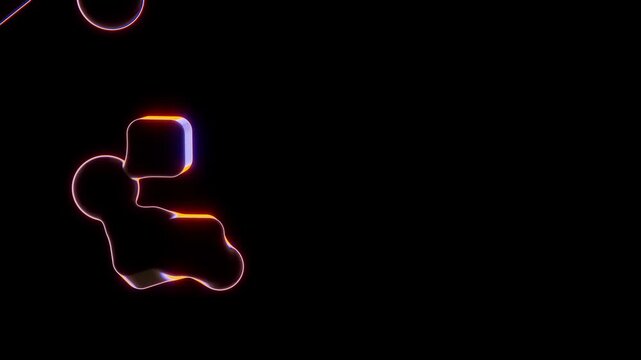 Horizontal 3d abstract sphere cube geometry shapes loop animation liquid oil bubble fluid copyspace interface banner background hologram blob glossy glass gel neon black gradient prism glow