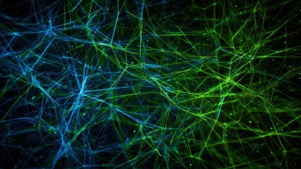 Connected Network of Blue and Green Lines