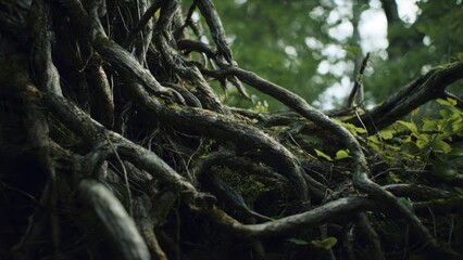 Obraz premium Tangled Roots and Forest Scenery