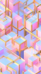 Abstract Cityscape: A mesmerizing abstract composition showcases a vibrant and modern cityscape, crafted with geometric forms and a blend of soft hues. 