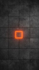 Neon Square on Cement Tiles: Abstract, minimalist design with a glowing neon square centered on a textured cement tile backdrop. It's a modern.