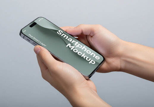 Hands showing a smartphone - mockup