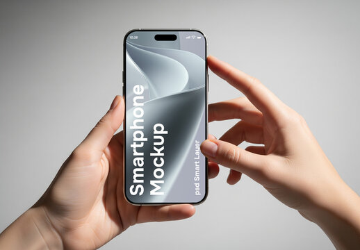 Elegant hands holding a smartphone - mockup