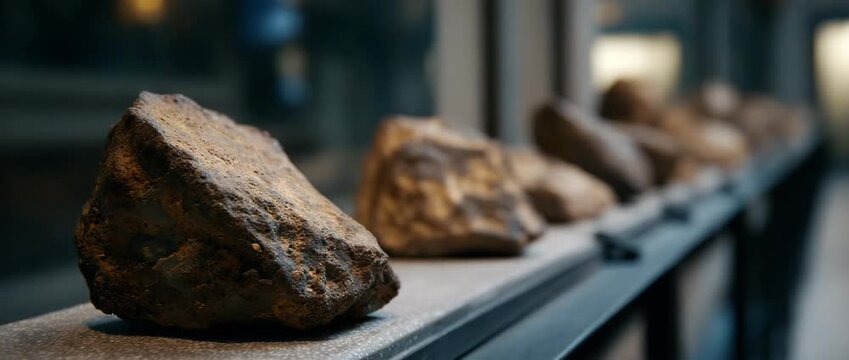 A display of various natural rocks, showcasing their texture and uniqueness.