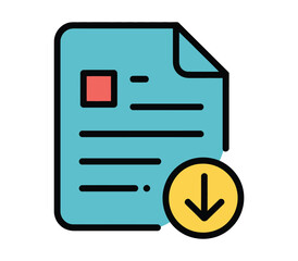 Fototapeta premium A graphic illustration of a document with a download symbol