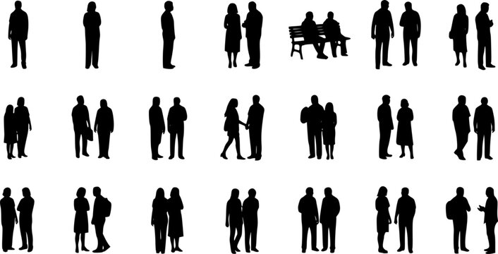 cPeople silhouettes in elevation side view | Architecture people | silhouettes of people | 2D people | Section Elevation View | Architectural drawing people | characters See Less