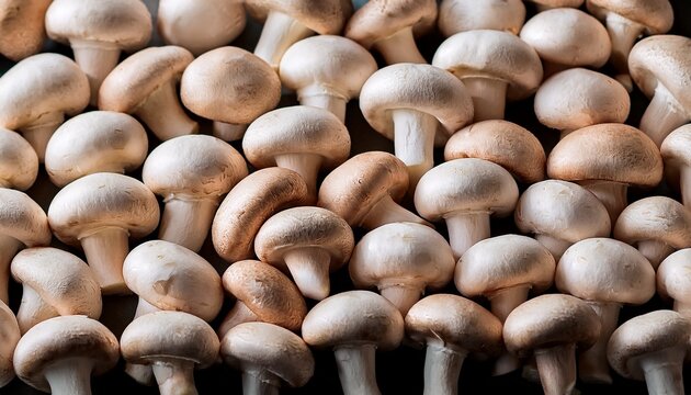 Fresh Raw Pioppini Mushrooms Background Texture In Restaurant
