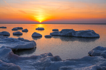 A gorgeous winter sunset over the sea
