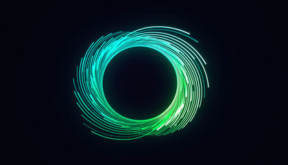 Vibrant neon circle shining brightly in the dark