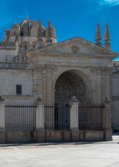 Front view of the zamora cathedra, spain