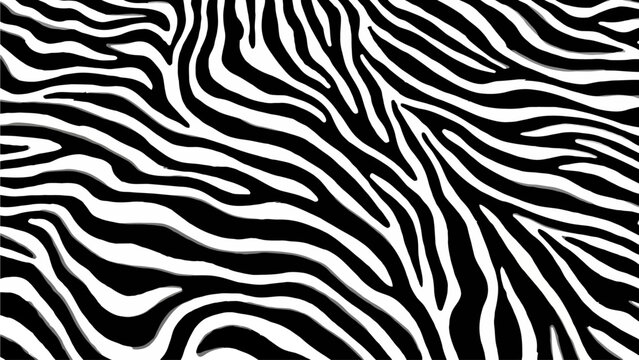 Zebra pattern illustration showcasing black and white stripes from a close-up viewpoint