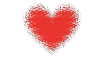 Heart illustration composed of small dots on a neutral background viewed from a straightforward perspective