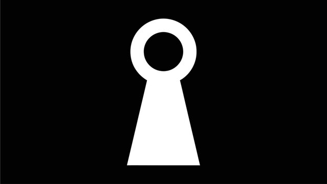 A keyhole-shaped object is centered on a black background, steven (338).ai, in a minimalist illustration style.
