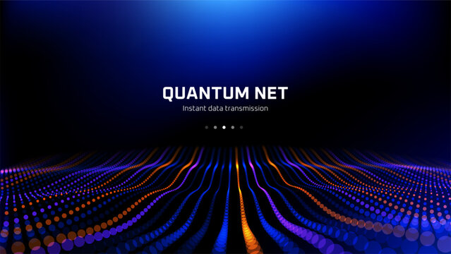 Abstract blue background design with quantum net concept for data transmission. Modern technology background vector. Future digital web.