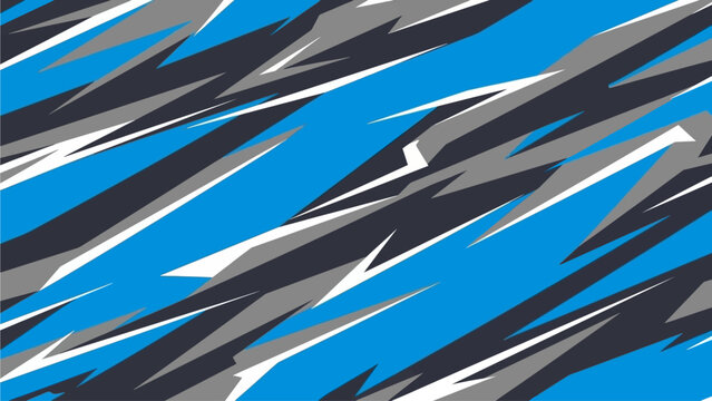 Abstract digital illustration of dynamic shapes and lines against a blue background, steven (437).ai as reference, viewed from a 2D perspective