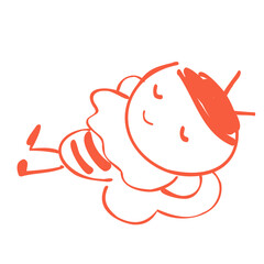 心地よさそうに目を閉じて眠っている可愛いミツバチのキャラクターの手書きイラスト