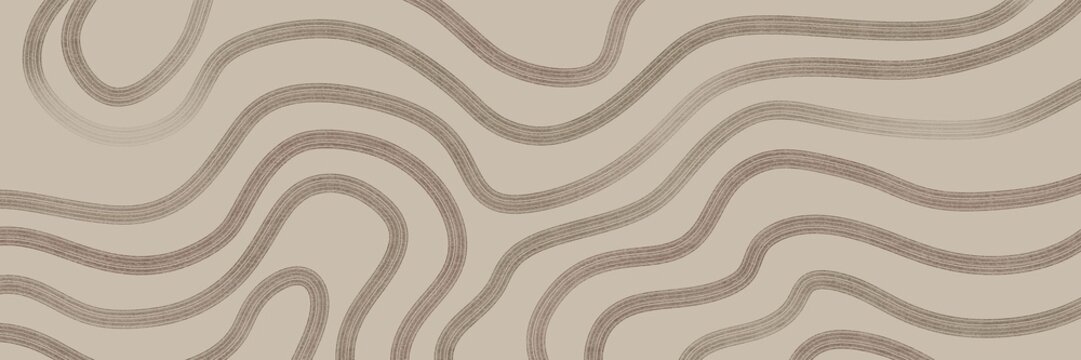 Beige abstract wavy pattern with flowing lines and soft neutral tone, ideal for luxury wood grain, hair or serene interior seamless textures