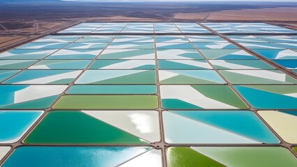 evaporation ponds at a lithium mine