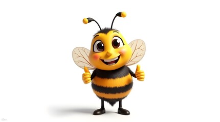 Naklejka premium A sweet and cheerful cartoon bee character set against a minimalist white surface.