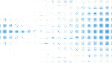 Light Blue Horizontal Halftone Grid with Circuit Board Pathway Detail for Digital Infrastructure and Global Network Concept Vector Illustration