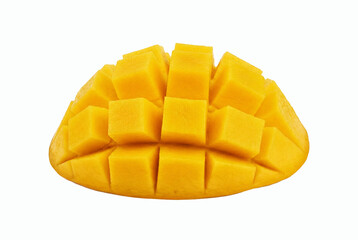 Fresh Ripe Mango Slices Cut in Creative Hedgehog Style