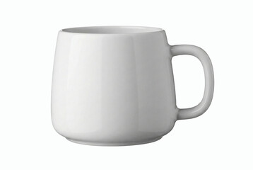 Minimalist White Ceramic Coffee Mug with Handle Isolated on Plain White Background for Branding Mockup