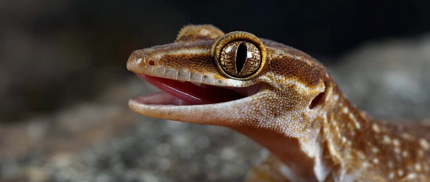 This close-up showcases a cheerful gecko with bright eyes.