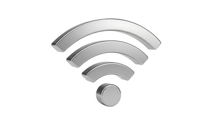 A silver WiFi symbol on a black background on transparent background