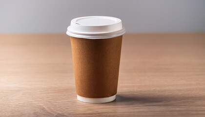 Brown Paper Coffee Cup With White Lid Disposable Cup 1
