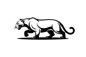 Obraz premium A black and white illustration of a powerful panther in a walking pose