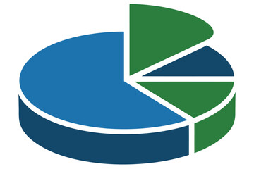 Obraz premium A colorful pie chart with four sections in blue and green hues on a white background
