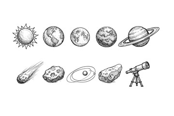 Astronomy, space 3d icon set. Celestial, planetary icons 3d collection for education