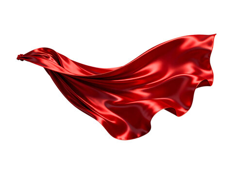 a flowing red silk fabric elegantly draped and billowing in the air on transparent background high quality professional detailed modern elegant