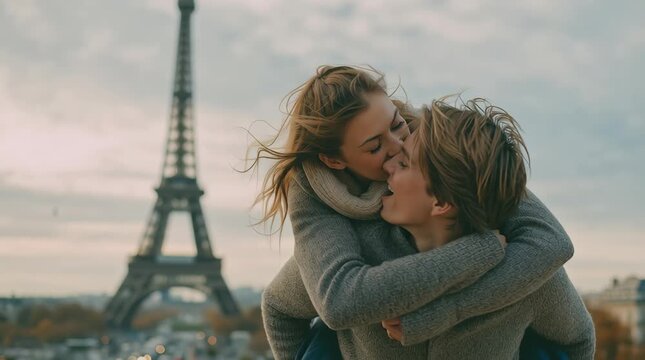 young lovers having fun in paria