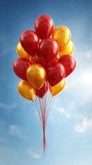 Colorful Balloons Floating Against Clear Blue Sky