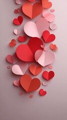 Colorful Paper Hearts Creating a Romantic Background
