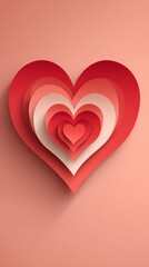 Layered Paper Hearts on Soft Pink Background