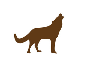 Brown wolf howling design ,silhouette,element for vintage logo.conceptual illustrator vector.